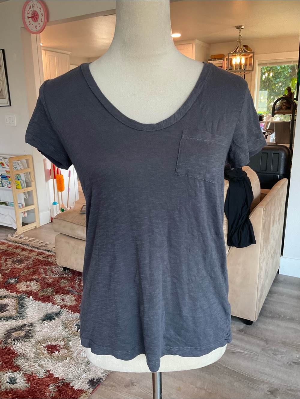 🌚Caslon Nordstrom Slub Knit Cotton & Modal Scoop Neck Charcoal Grey PXS